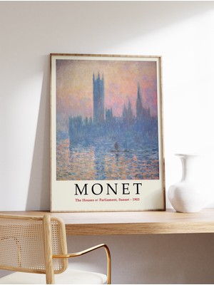 Ninastore Monet Sergisi Posteri Londra Parlamento Binası Claude Monet Baskısı Çiçekli Doğa Manzarası Dekorasyo