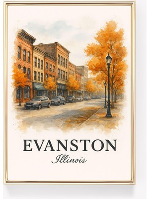 Ninastore Evanston Illinois Seyahat Posteri Evanston Duvar Sanatı Illinois Kanvas Baskı Vintage Poster Illinoi