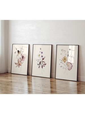 Ninastore Suluboya Botanik Baskı Seti (3 Parça) Vintage Baskı Seti Botanik Eğrelti Otu Baskıları Galerisi Duva