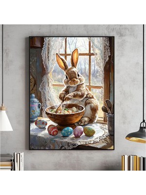 Ninastore Paskalya Tavşanı Duvar Sanatı Mutfak Duvar Sanatı Masal Kitabı Yağlı Boya Tablo Yazdırılabilir Dijit
