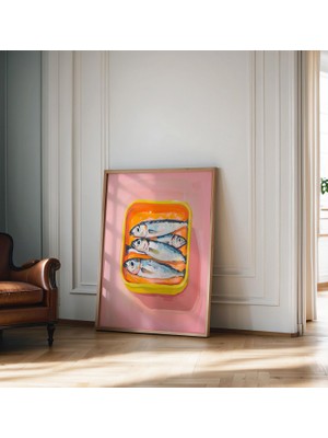 Ninastore Sardalya Yağlı Boya Tablo Sanat Baskısı Sardalya Sanatı Natürmort Fransız Mutfak Sanatı Restoran Dek