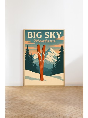 Ninastore Big Sky Montana Seyahat Posteri Vintage Duvar Sanatı Montana Baskısı Retro Dekor Montana Hediyesi