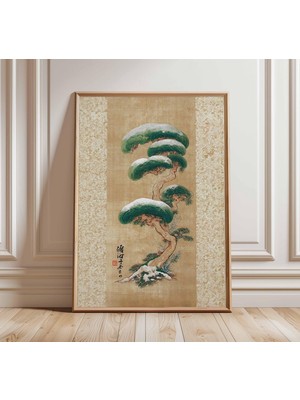 Ninastore Antik Çam Ağacı Duvar Sanatı Japon Doğa Posteri Baskısı Zen Botanik Dekorasyonu Oryantal Ağaç Tablos