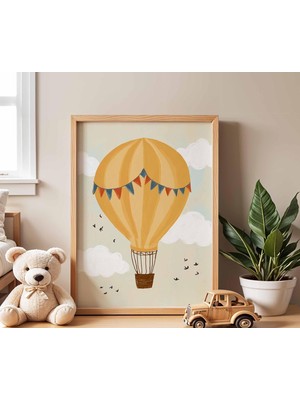 Ninastore Sıcak Hava Balonu Temalı Çocuk Odası Posteri, Çocuk Duvar Sanatı, Bebek Odası Baskısı, Oyun Odası De