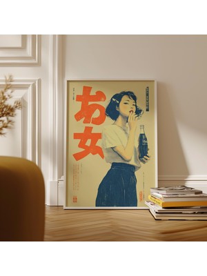 Ninastore Yüzyıl Ortası Soda Kızı Posteri Japon Retro Pop Art Baskısı