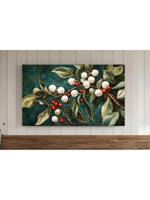 Ninastore Ökseotu Noel Çerçevesi Tv Sanatı Vintage Noel Samsung Çerçevesi Tv Sanatı Koyu Tatil Tablosu Antik N