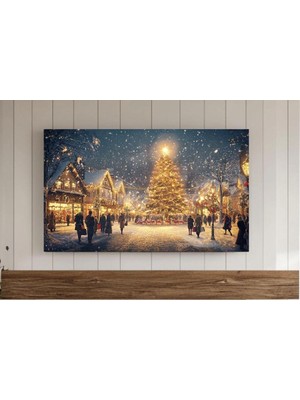 Ninastore Nötr Noel Çerçevesi Tv Sanatı Altın Noel Ağacı Şenlikli Şehir Samsung Arka Planı Karlı Şehir Kış Tat