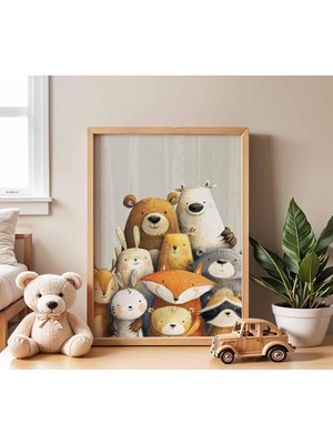 Ninastore Orman Hayvanları Dostları Çocuk Odası Posteri Sevimli Orman Duvar Sanatı Bebek Odası Dekorasyonu Çoc
