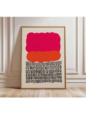 Ninastore Soyut Duvar Sanatı | Modern Minimalist Poster | Cesur Kırmızı ve Pembe Baskı | Çağdaş Geometrik Sana