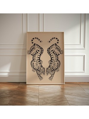 Ninastore Japon Vintage Ahşap Baskı, Japon Baskısı, Japon Vintage Sanatı, Japon Ahşap Baskı Posteri, Kaplan Mi