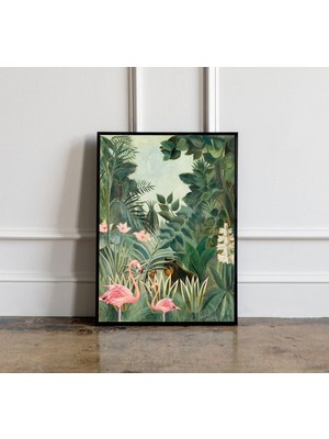 Ninastore Henri Rousseau Ekvator Ormanı Baskısı, Flamingo Ormanı Tropikal Poster, Tropikal Duvar Sanatı, Henri