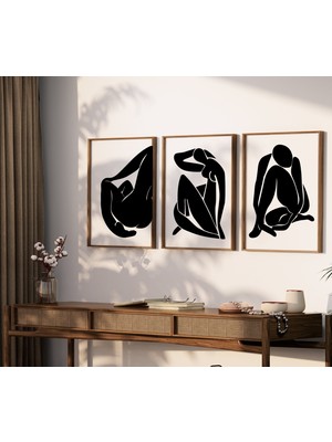 Ninastore 3'lü Set Henri Matisse Siyah Çıplak Poster Henri Matisse Baskı Minimalist Duvar Sanatı Anneye Hediye