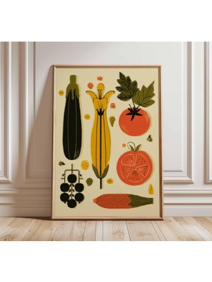 Ninastore Botanik Duvar Sanatı Baskısı, Orta Çağ Modern Mutfak Posteri, Retro Meyve ve Sebze Illüstrasyonu, Vi