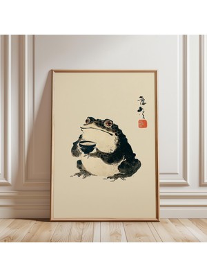 Ninastore Japon Kurbağası Mürekkep Baskı Ahşap Baskı Tarzı Illüstrasyon