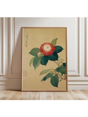 Ninastore Japon Kamelya Duvar Sanatı, Vintage Botanik Baskı, Asya Çiçekleri Mürekkep Posteri, Zarif Doğa Dekor