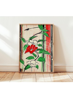 Ninastore Japon Çiçek Posteri Soyut Botanik Duvar Sanatı Vintage Oryantal Baskı Modern Doğa Illüstrasyonu Kırm