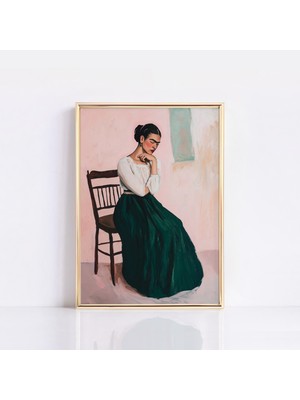 Ninastore Frida Kahlo Otoportre Baskısı, Vintage Frida Kahlo Sergi Baskısı, Frida Kahlo Posteri, Pembe Baskı,
