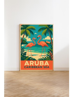 Ninastore Aruba Vintage Seyahat Posteri Karayip Denizi Duvar Sanatı Aruba Baskısı Retro Dekor Hediye