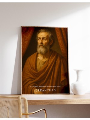 Ninastore Cleanthes Portresi Stoacı Duvar Baskısı Antik Filozof Sanatı Vintage Tablo Vintage Baskı