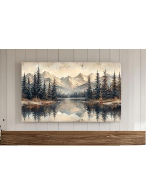 Ninastore Kış Dokulu Soyut Ağaçlar Tablosu Noel Çerçevesi Tv Sanatı Kar Nötr Modern