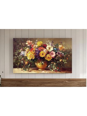 Ninastore Sonbahar Çiçekli Çerçeve Tv Sanatı Koyu ve Hüzünlü Çiçek Tablosu Vintage Sonbahar Çiçekleri Rustik S