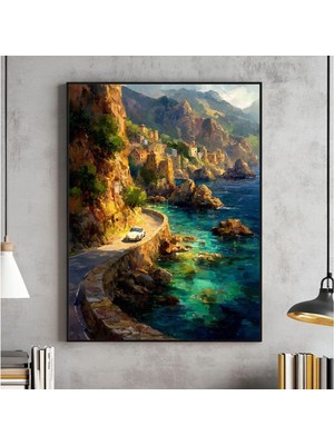 Ninastore Retro Araba Amalfi Sahili Baskısı Italya Fotoğrafı (Dijital Indirme)