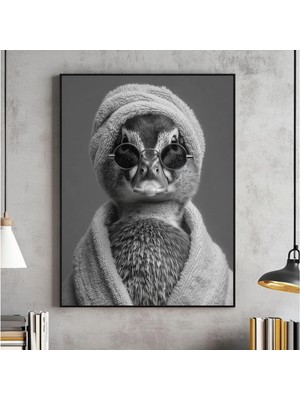 Ninastore Havluya Sarılmış Ördek Baskılı Sıradışı Banyo Dekorasyonu (Dijital Indirme)