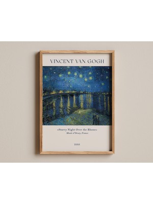 Ninastore Vincent Van Gogh'un Rhone Üzerinde Yıldızlı Gece Tablosu, Yıldızlı Gökyüzü ve Nehir Yansımasını Göst