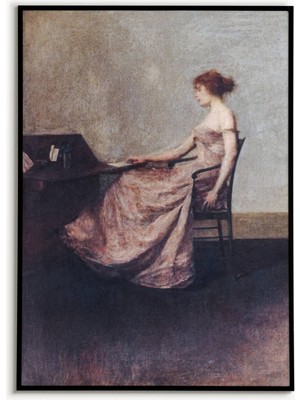 Ninastore Thomas Dewing'in Mektup Tablosu Posteri Duvar Sanatı Poster Baskısı Duvar Dekoru Thomas Dewing Mektu