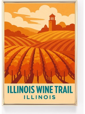 Ninastore Illinois Seyahat Posteri Amerika Birleşik Devletleri Duvar Sanatı Vintage Baskı Illinois Duvar Dekor