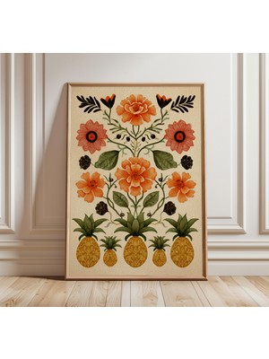 Ninastore Halk Botanik Sanat Baskısı, Vintage Çiçekli Duvar Sanatı, Iskandinav Halk Posteri, Bohem Doğa Dekora