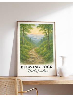 Ninastore Blowing Rock Gün Batımı Yolu Baskısı Kuzey Carolina Duvar Sanatı Blue Ridge Ormanı Posteri Doğa Deko