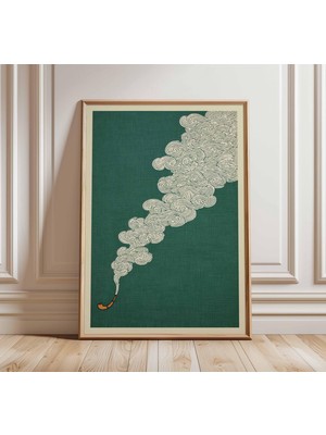 Ninastore Minimalist Duman Sanatı Baskısı, Modern Soyut Duvar Sanatı, Çağdaş Çizgi Çizim Posteri, Yeşil Esteti