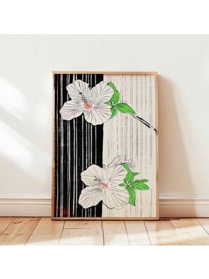 Ninastore Japon Ahşap Baskı Çiçek Posteri Hokusai Baskısı Retro Botanik Duvar Sanatı Baskısı Vintage Çiçek Des