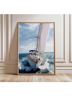 Ninastore Yelkenli Duvar Sanatı Baskısı | Denizcilik Posteri | Okyanus Yelkenlisi Tablosu | Kıyı Dekorasyonu |