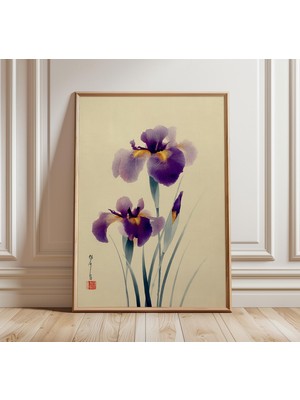 Ninastore Japon Iris Sanatı Baskısı Mor Çiçek Botanik Poster Minimalist Çiçekli Duvar Sanatı Geleneksel Asya T