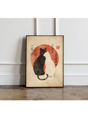 Ninastore Japon Kedileri Severler Posteri, Japon Kedileri Sanat Baskısı, Kedi Severler Için Hediye, Japon Vint