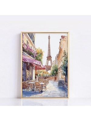 Ninastore Paris Şehir Manzarası Suluboya Sanat Baskısı Poster Kafe Suluboya Sanat Baskısı Şehir Manzarası Eser