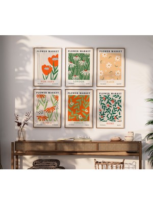 Ninastore 6'lı Çiçek Pazarı Baskı Seti, 6'lı Botanik Eğrelti Otu Baskı Seti, Yazdırılabilir Duvar Sanatı, Hedi