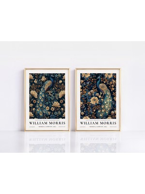Ninastore 2'li Set William Morris Tavus Kuşu Posteri William Morris Baskısı Morris Sanatı Vintage Poster Şakay