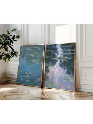 Ninastore 2'li Set Claude Monet Sergi Baskıları Nilüferler Claude Monet Monet Sergi Baskısı Claude Monet Çiçek