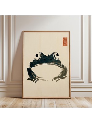 Ninastore Japon Kurbağası Mürekkep Baskı Ahşap Baskı Tarzı Illüstrasyon