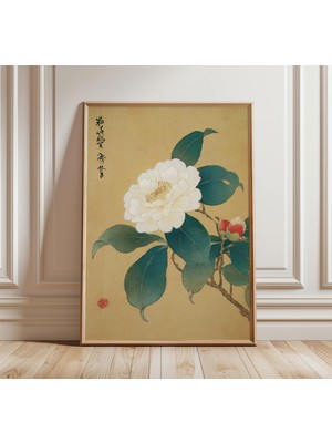 Ninastore Japon Kamelya Duvar Sanatı, Vintage Botanik Baskı, Asya Çiçekleri Mürekkep Posteri, Zarif Doğa Dekor