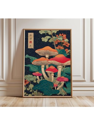 Ninastore Japon Mantarı Posteri, Psikedelik Botanik Baskı, Canlı Mantarlar Duvar Sanatı, Fantastik Doğa Illüst