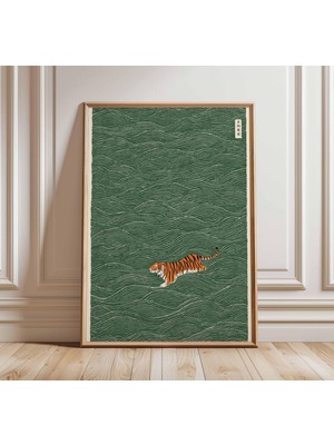 Ninastore Japon Kaplanı Posteri Minimalist Duvar Sanatı Baskısı Zen Doğa Sanatı Modern Oryantal Dekor Ev Için