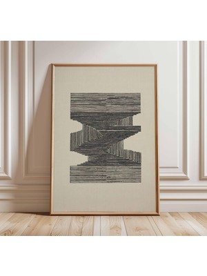 Ninastore Soyut Geometrik Çizgi Sanatı | Minimalist Siyah Beyaz Poster | Modern Grafik Baskı | Çağdaş Iskandin