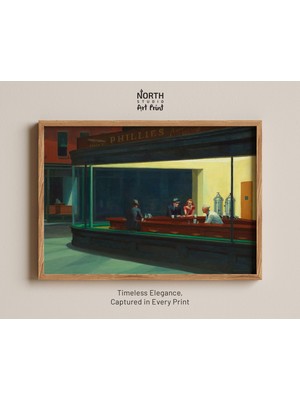Ninastore Edward Hopper'ın Gece Kuşları Tablosu, Hopper'ın Gece Kuşları Duvar Sanatı, Modern Duvar Sanatı, Tre