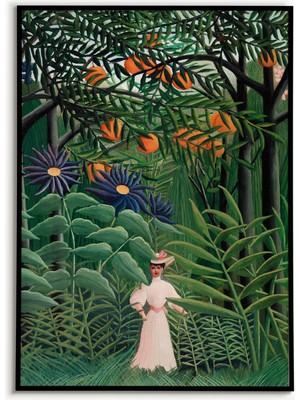 Ninastore Henri Rousseau'nun Ormanda Yürüyen Kadın Posteri, Fransız Ressam, Egzotik Orman Tablosu, Yürüyen Kad