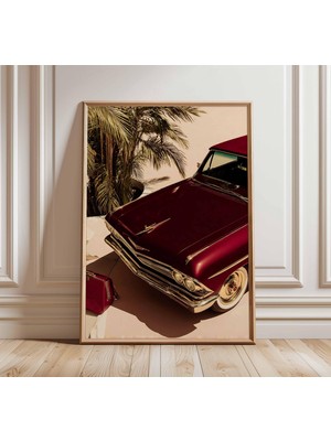 Ninastore Klasik Araba Duvar Sanatı Posteri | Klasik Retro Araba Baskısı | Yüzyıl Ortası Otomobil Sanatı | Şık