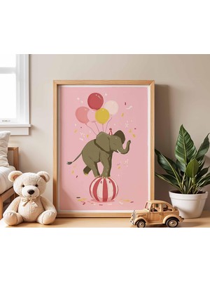 Ninastore Fil Temalı Çocuk Odası Posteri Sevimli Hayvan Duvar Sanatı Bebek Odası Dekorasyonu Çocuk Yatak Odası